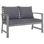 Banco de jardín 120 cm cojines gris oscuro madera acacia maciza
