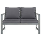 Banco de jardín 120 cm cojines gris oscuro madera acacia maciza