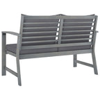 Banco de jardín 120 cm cojines gris oscuro madera acacia maciza