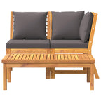 Muebles de jardín 3 pzas madera de acacia y cojines gris oscuro