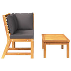 Muebles de jardín 3 pzas madera de acacia y cojines gris oscuro