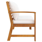 Banco de jardín 114,5 cm con cojines crema madera acacia maciza