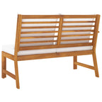 Banco de jardín 114,5 cm con cojines crema madera acacia maciza
