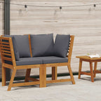Sofá de esquina madera maciza de acacia con cojines gris oscuro