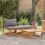 Muebles de jardín 3 piezas con cojines madera maciza de acacia