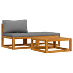 Muebles de jardín 3 piezas con cojines madera maciza de acacia