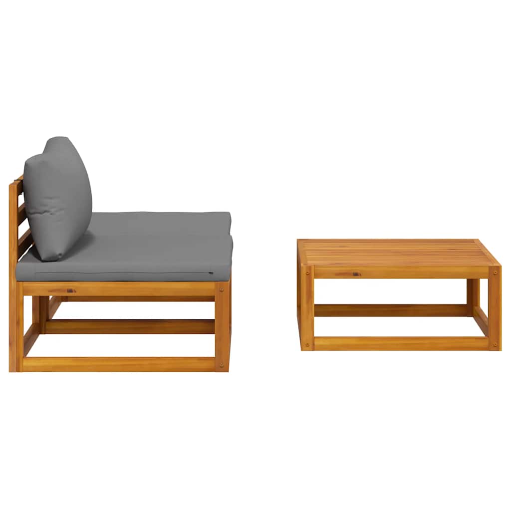 Muebles de jardín 3 piezas con cojines madera maciza de acacia