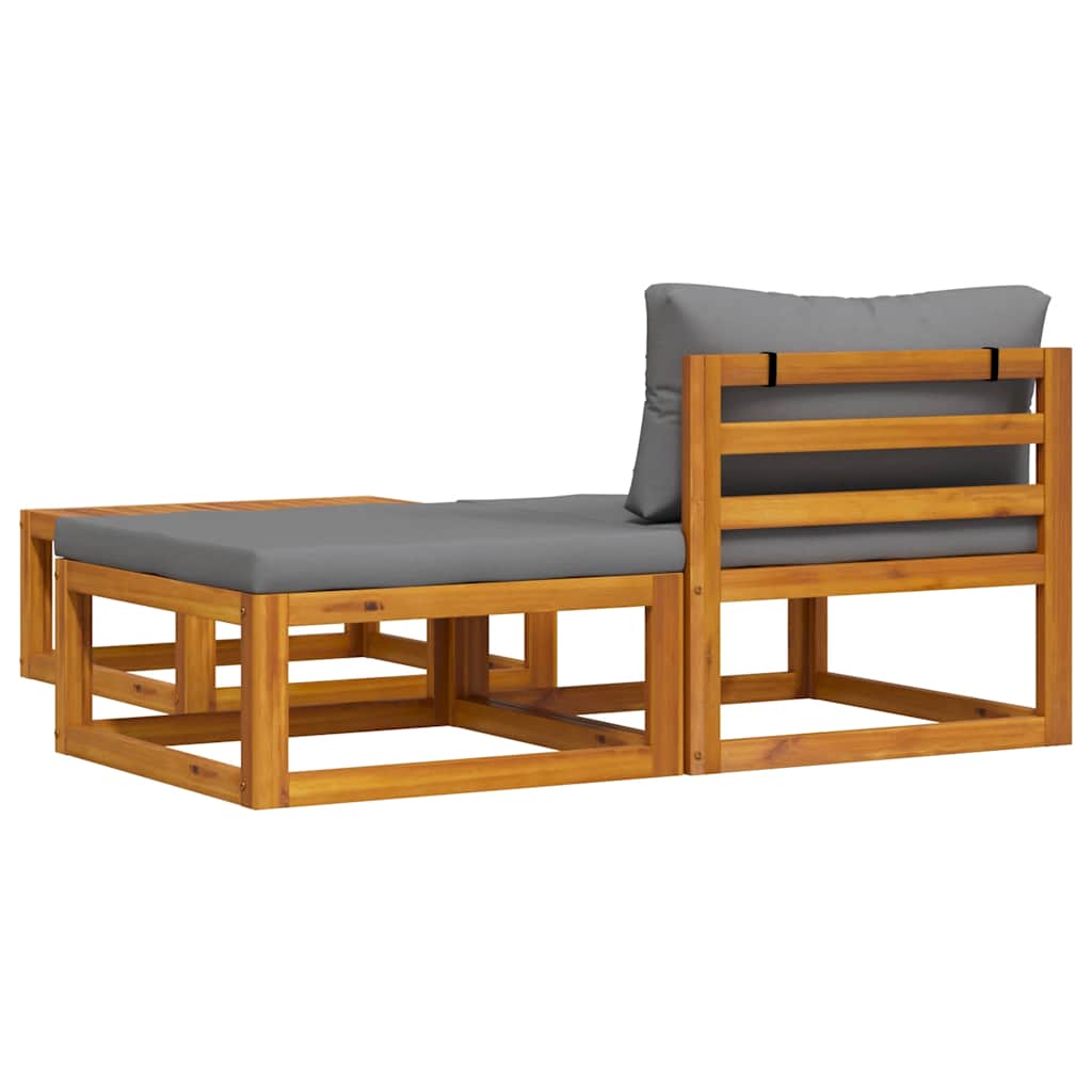 Muebles de jardín 3 piezas con cojines madera maciza de acacia