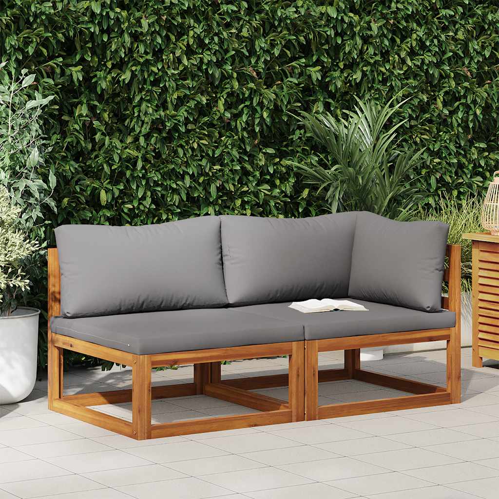 Juego de sofá 2 pzas con cojines blanco crema madera de acacia