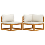 Juego de sofá 2 pzas con cojines blanco crema madera de acacia