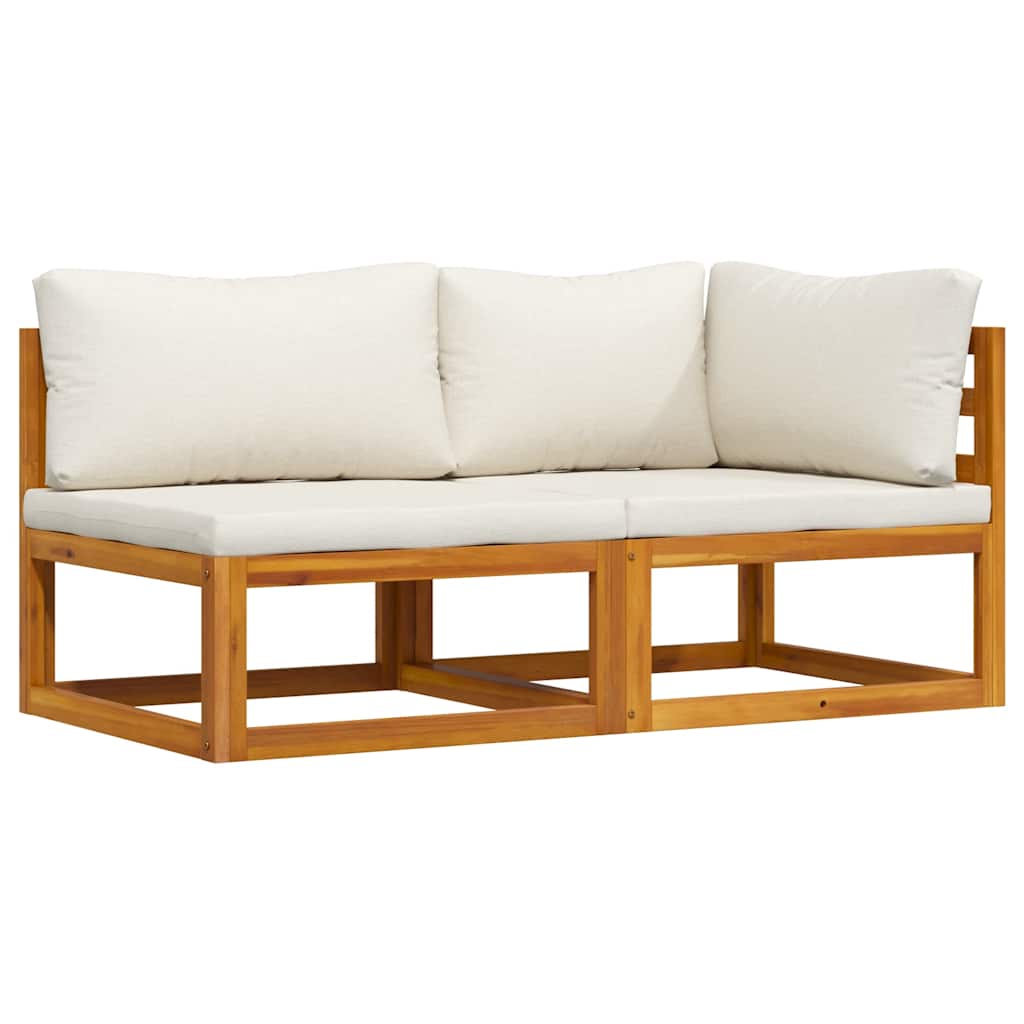 Juego de sofá 2 pzas con cojines blanco crema madera de acacia