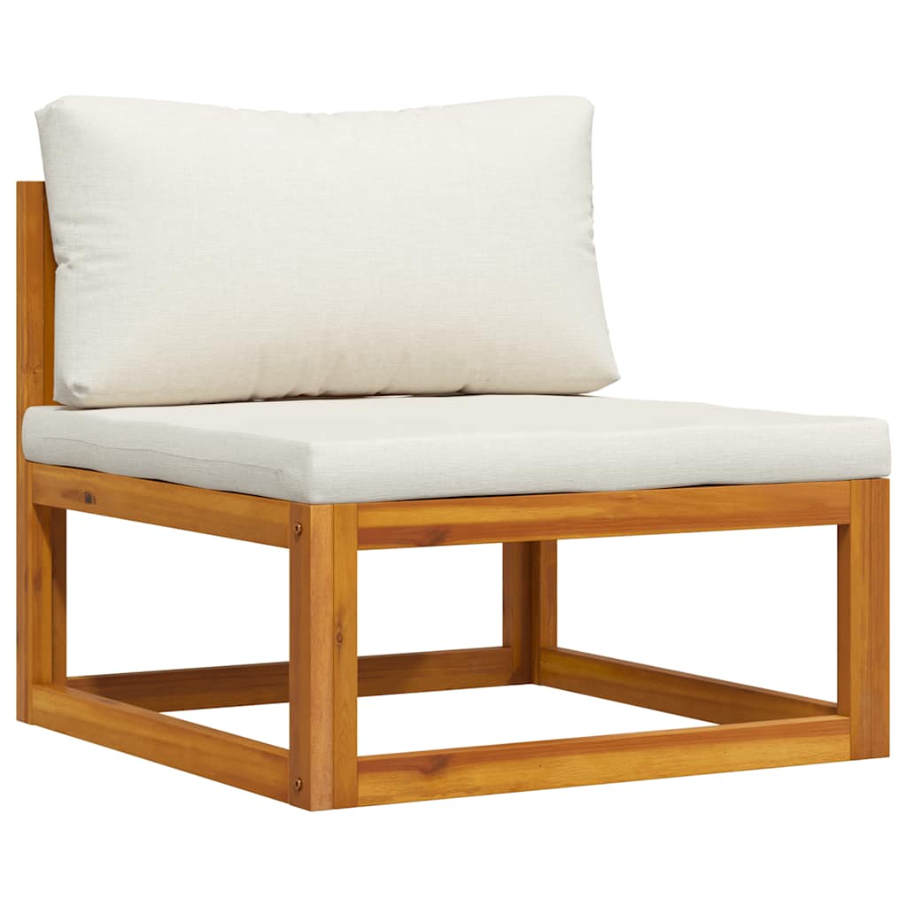Juego de sofá 2 pzas con cojines blanco crema madera de acacia