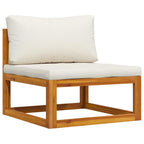 Juego de sofá 2 pzas con cojines blanco crema madera de acacia