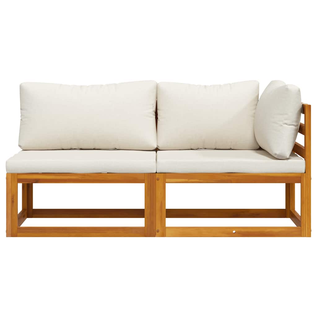 Juego de sofá 2 pzas con cojines blanco crema madera de acacia