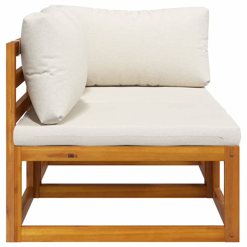 Juego de sofá 2 pzas con cojines blanco crema madera de acacia