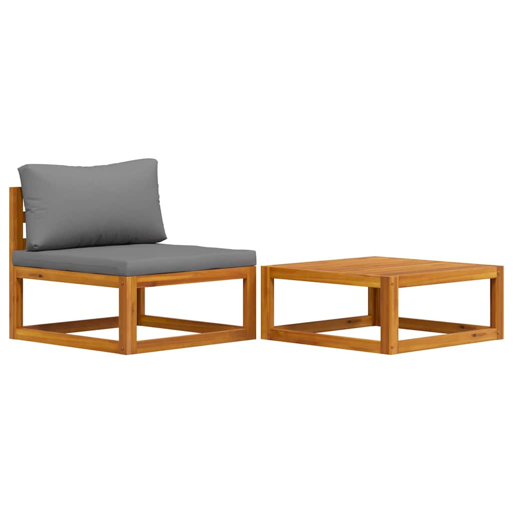 Set de sofá de jardín 2 pzas con cojín madera maciza de acacia