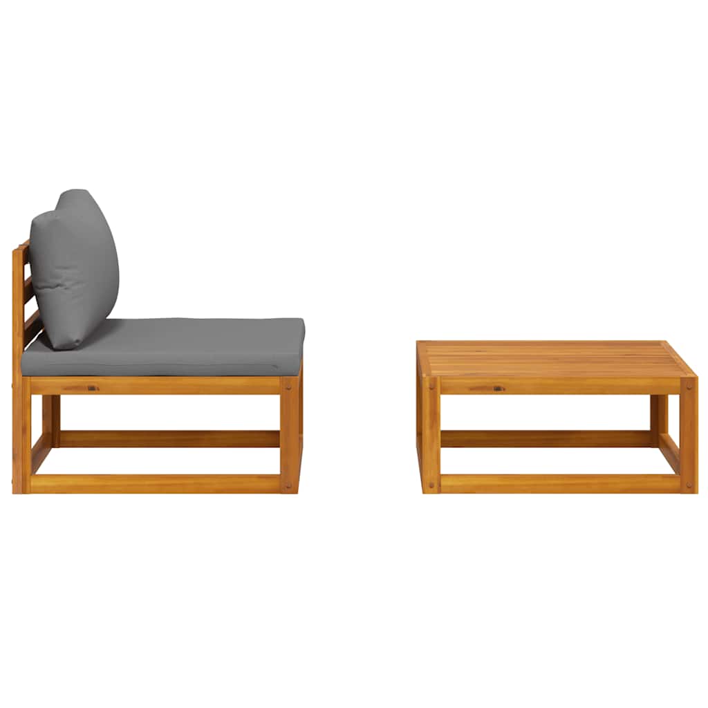 Set de sofá de jardín 2 pzas con cojín madera maciza de acacia