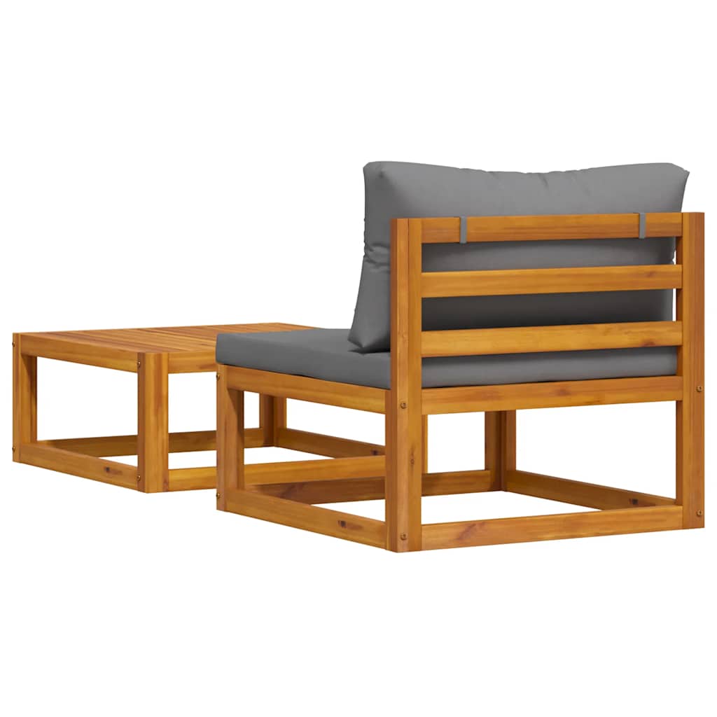 Set de sofá de jardín 2 pzas con cojín madera maciza de acacia