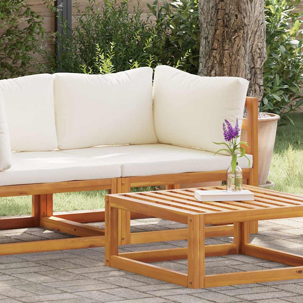 Sofá de esquina seccional y cojín blanco crema madera de acacia