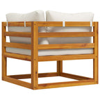 Sofá de esquina seccional y cojín blanco crema madera de acacia