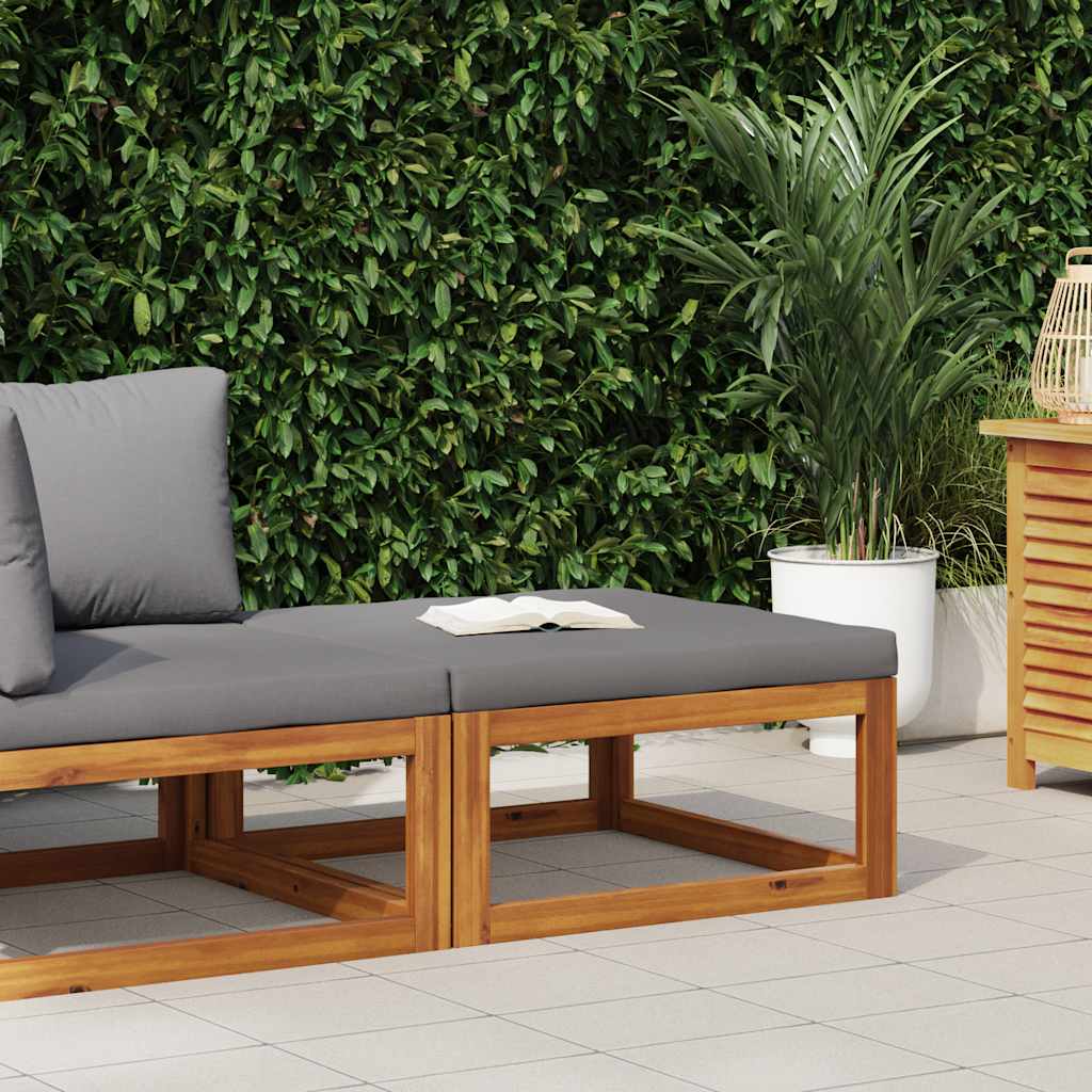 Reposapiés con cojín blanco crema madera maciza de acacia