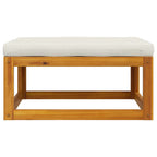 Reposapiés con cojín blanco crema madera maciza de acacia