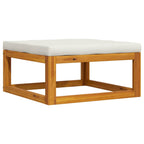 Reposapiés con cojín blanco crema madera maciza de acacia