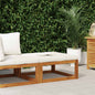 Footrest with cream white cushion, solid acacia wood