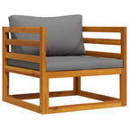 Silla de jardín con cojines gris oscuro madera maciza acacia