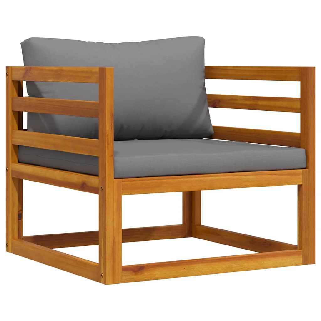 Silla de jardín con cojines gris oscuro madera maciza acacia