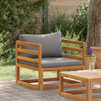 Silla de jardín con cojines gris oscuro madera maciza acacia