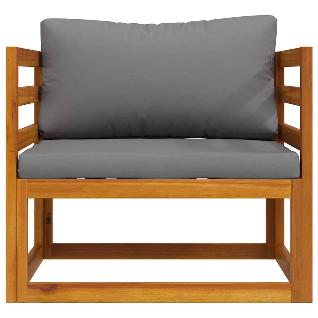 Silla de jardín con cojines gris oscuro madera maciza acacia