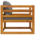 Silla de jardín con cojines gris oscuro madera maciza acacia