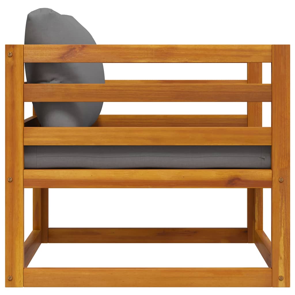 Silla de jardín con cojines gris oscuro madera maciza acacia