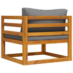 Silla de jardín con cojines gris oscuro madera maciza acacia