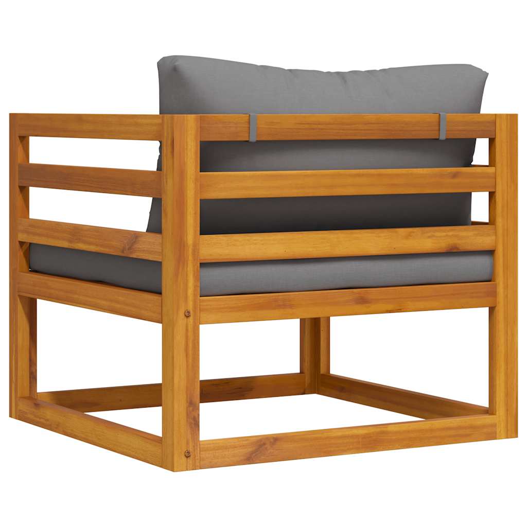 Silla de jardín con cojines gris oscuro madera maciza acacia
