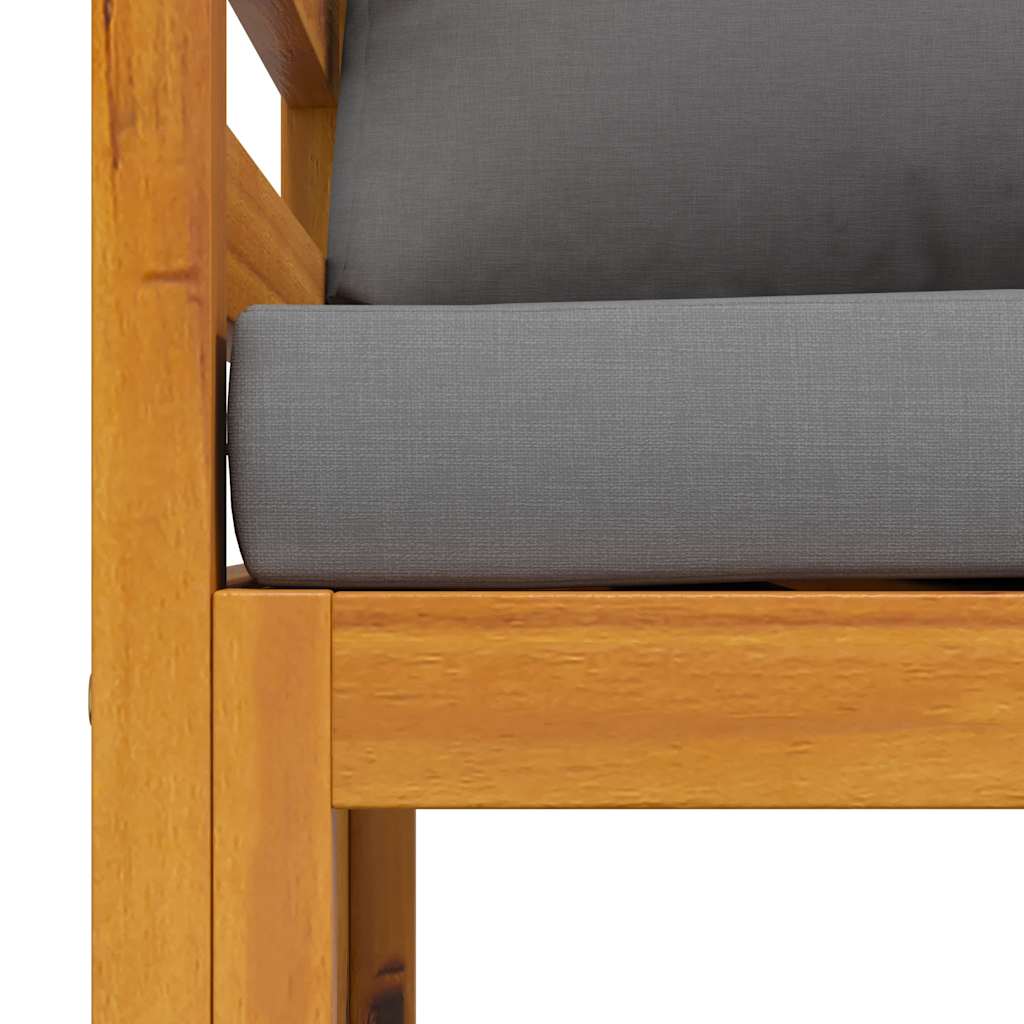 Silla de jardín con cojines gris oscuro madera maciza acacia