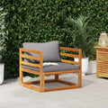 Silla de jardín con cojines gris oscuro madera maciza acacia
