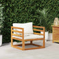 Garden chair with dark grey cushions solid acacia wood