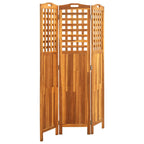Biombo de 3 paneles madera maciza de acacia 121x2x170 cm