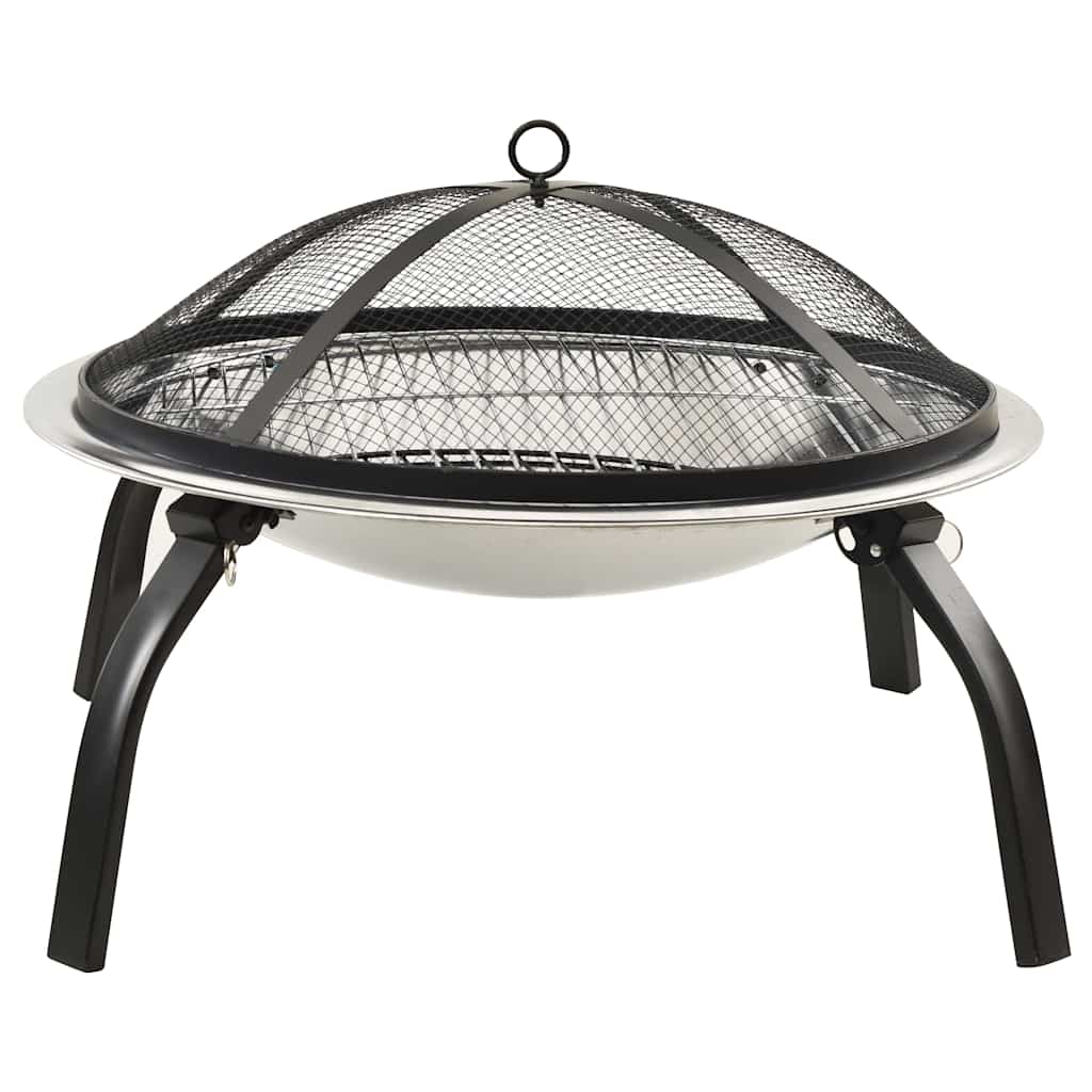 Brasero y barbacoa 2 en 1 atizador acero inoxidable 56x56x49 cm