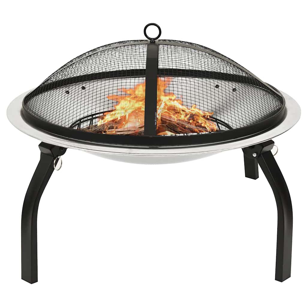Brasero y barbacoa 2 en 1 atizador acero inoxidable 56x56x49 cm