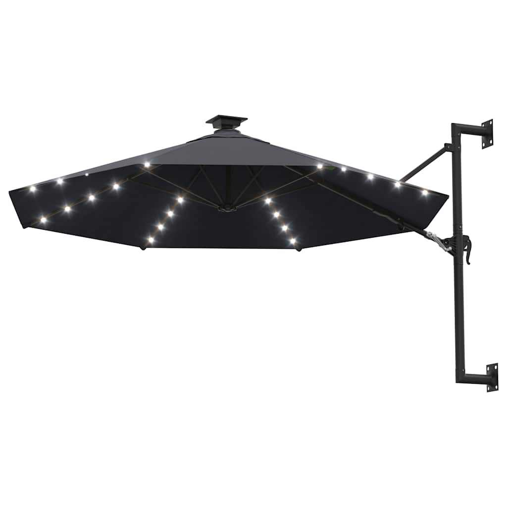 Sombrilla de jardín de pared con luces LED antracita 300 cm