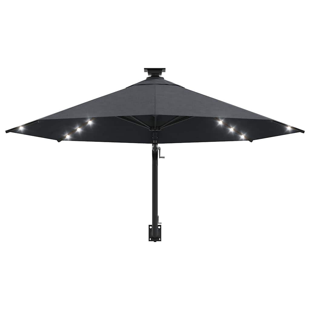 Sombrilla de jardín de pared con luces LED antracita 300 cm