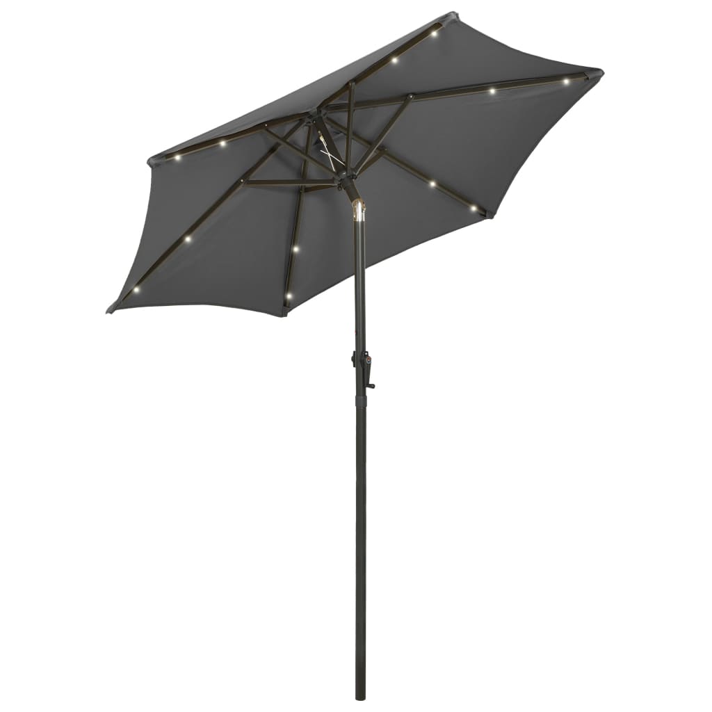 Garden parasol with LED lights anthracite aluminum 200x211 cm