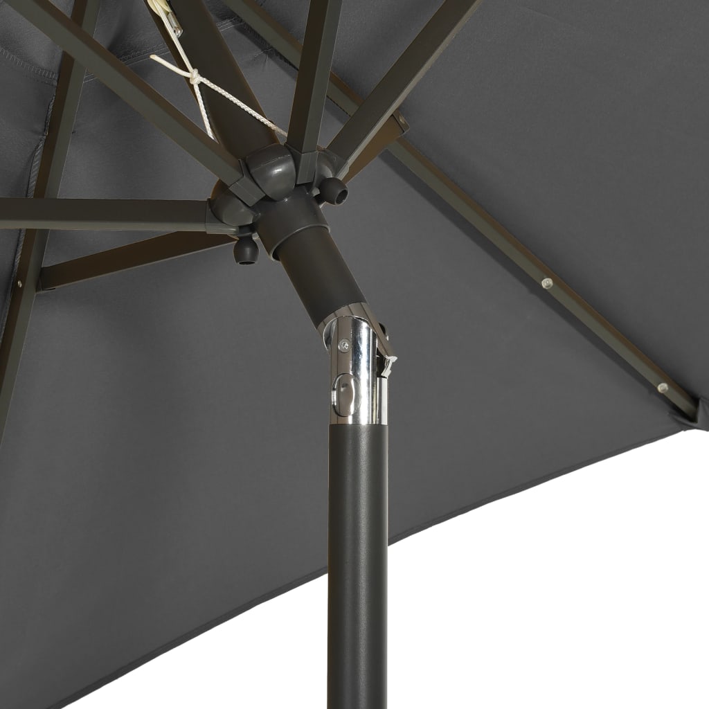 Garden parasol with LED lights anthracite aluminum 200x211 cm