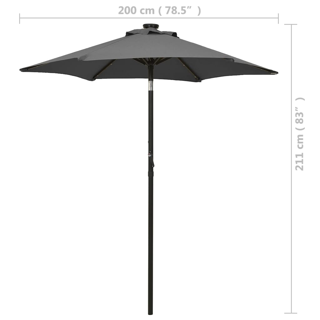 Garden parasol with LED lights anthracite aluminum 200x211 cm