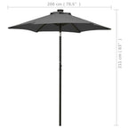 Garden parasol with LED lights anthracite aluminum 200x211 cm