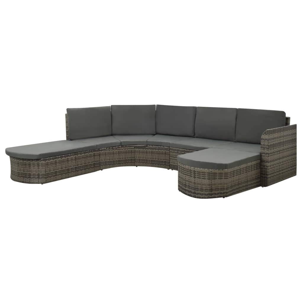 Juego de muebles de jardín 3 piezas con cojines PVC negro
