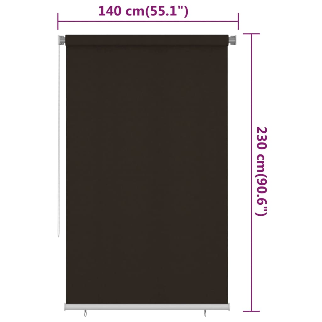 Persiana enrollable de jardín HDPE marrón 140x230cm
